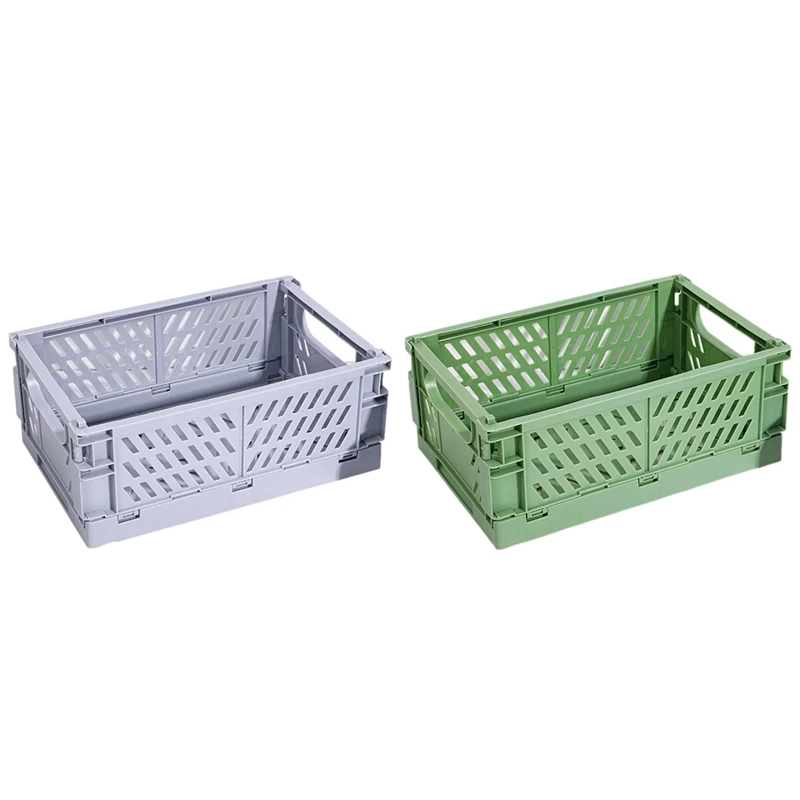 2X Collapsible Crate Plastic Folding Storage Box Basket Utility Cosmetic Container Green & Gray
2X Collapsible Crate Plastic Folding Storage Box Basket Utility Cosmetic Container Green & Gray