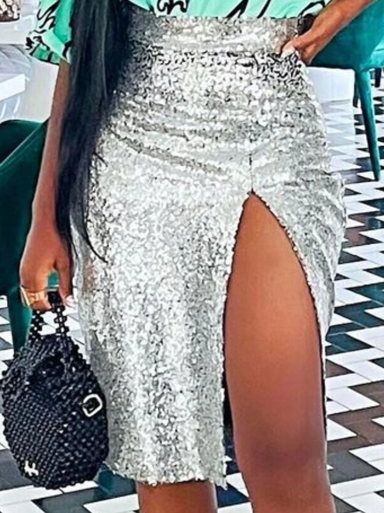 Юбка Женская Блестящая длиной до колена, с высокой талией
Юбка Женская Блестящая длиной до колена, с высокой талией