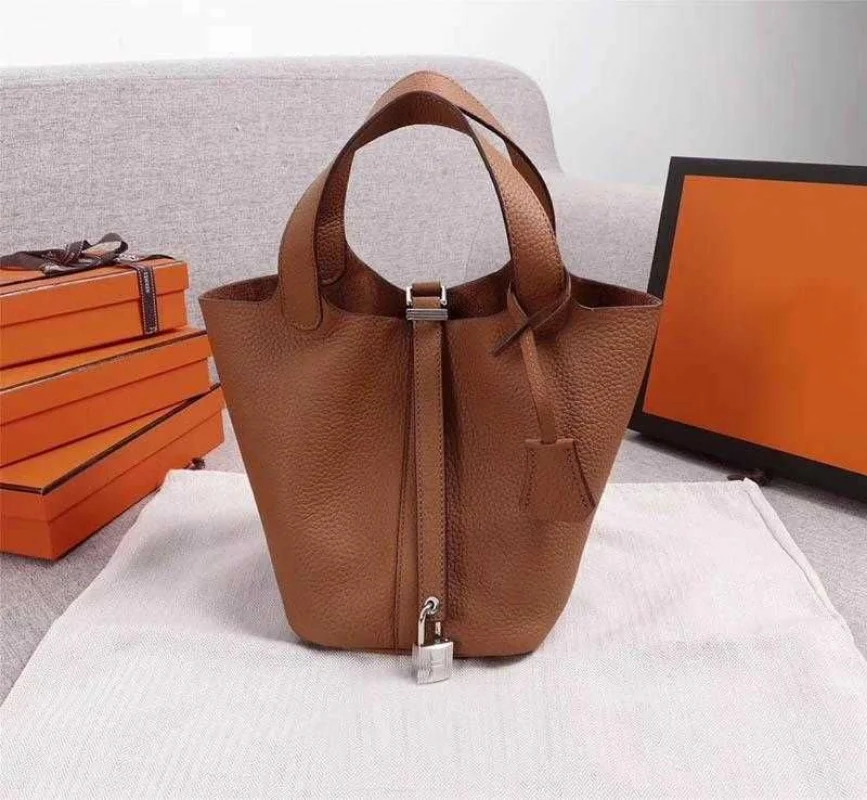 

5a Real Leather New Shoulder Bags Bucket Bag Women Shopping Bag Designer Handbags High Quality Cross Body With Lock Picotin
