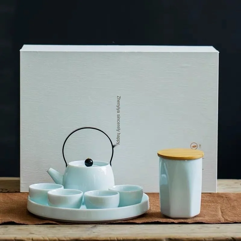 

Teapot Kung Fu Tea Set Teacup Sets Living Room Simple Creative Hotel One Pot Four Cups Tea Pot Japanese Ceramic