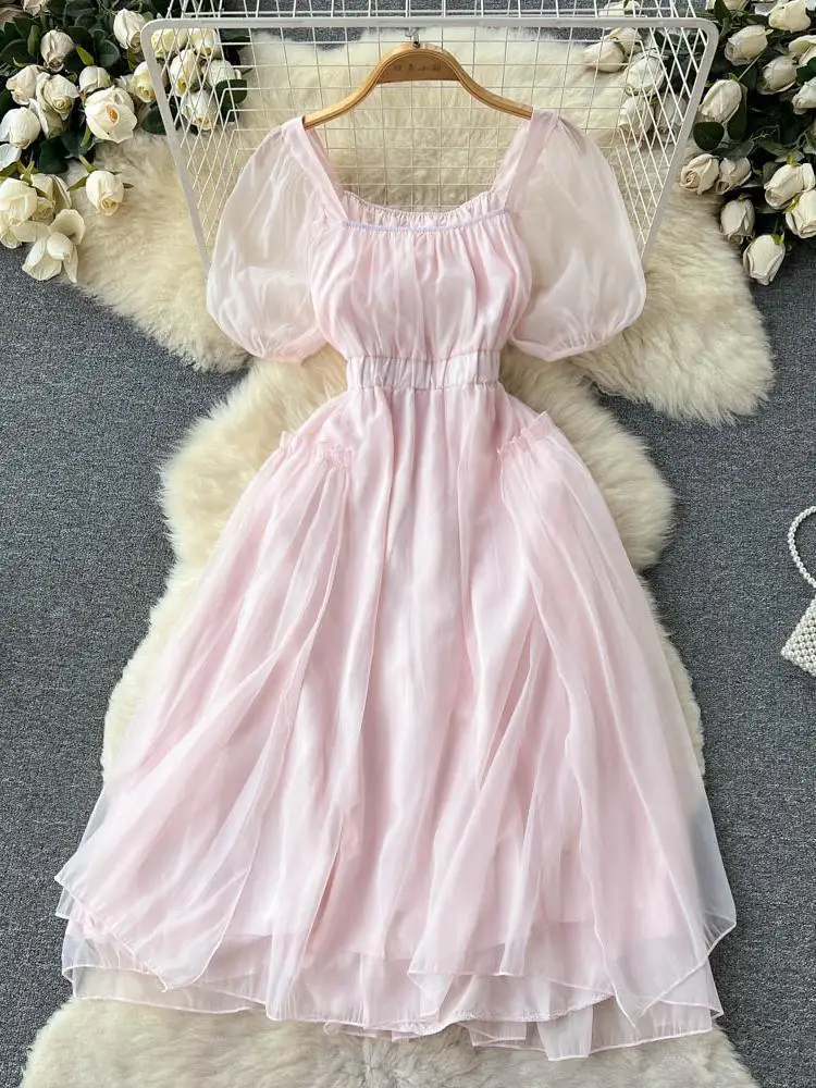 ZCWXM Pink Dresses Women Lady Elegant Summer Korean Puff Sleeve Sexy Back Hollowed Out Square Neck Ins High Waist A-line Dress
ZCWXM Pink Dresses Women Lady Elegant Summer Korean Puff Sleeve Sexy Back Hollowed Out Square Neck Ins High Waist A-line Dress