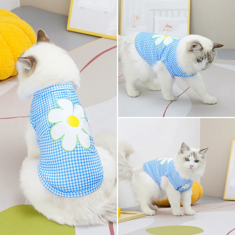 ZOOPEEN Pet Cat летняя новая пятицветная милая футболка с цветочным принтом, модная удобная домашняя одежда для отдыха, украшение для кошек, оптов... 
ZOOPEEN Pet Cat летняя новая пятицветная милая футболка с цветочным принтом, модная удобная домашняя одежда для отдыха, украшение для кошек, оптов...
