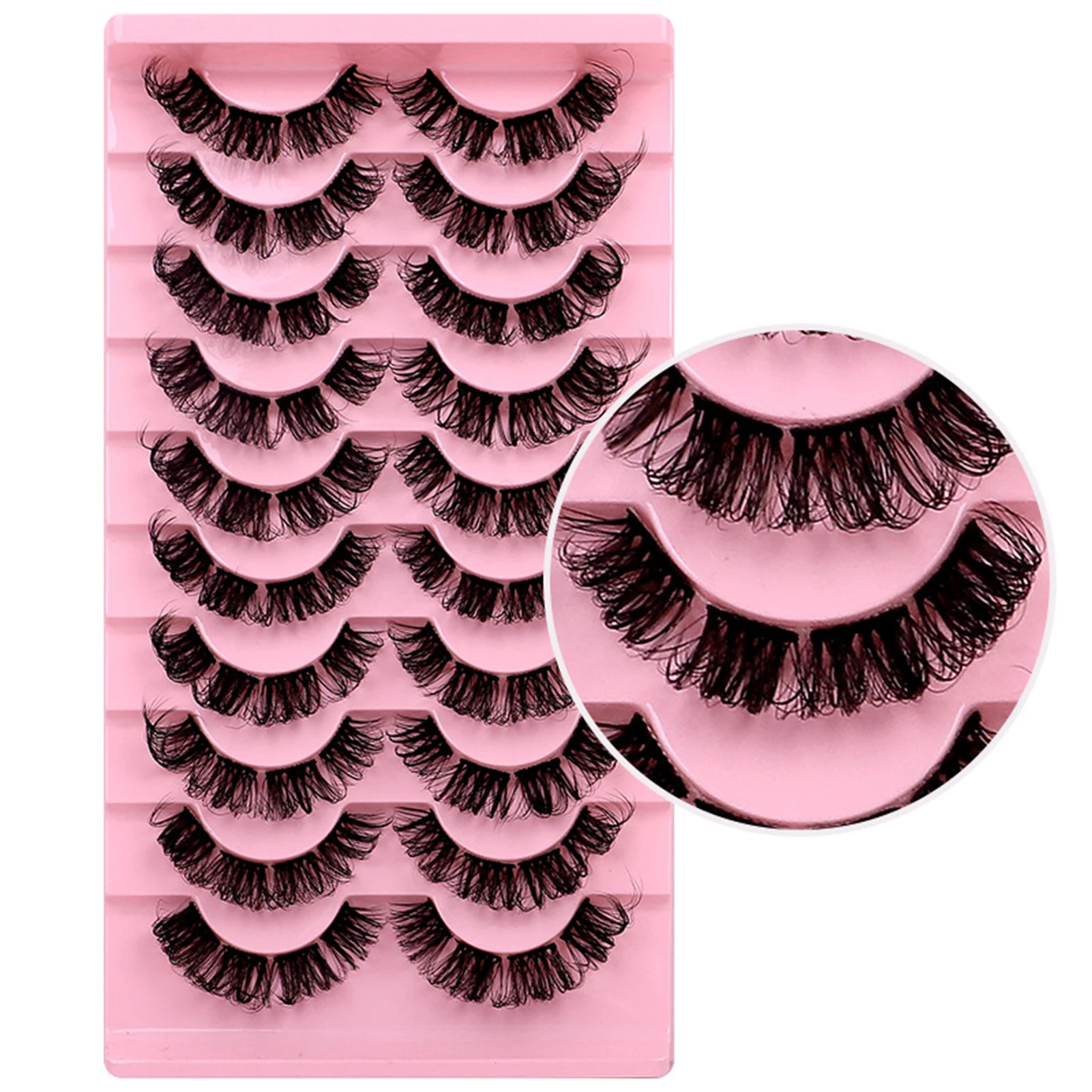 

10 Pairs Curling up Grafting Eyelashes Multilayered Bushy Russian Curl Lashes for Weing Stage Makeup