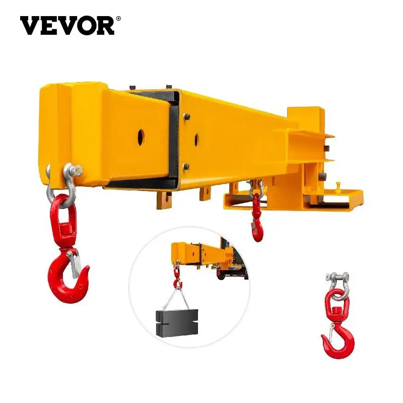 

VEVOR 6000Lbs Forklift Mobile Crane Attachment Lifting Hoist Jib Boom with 2 Hooks Heavy Duty for Automobile Aviation machinery