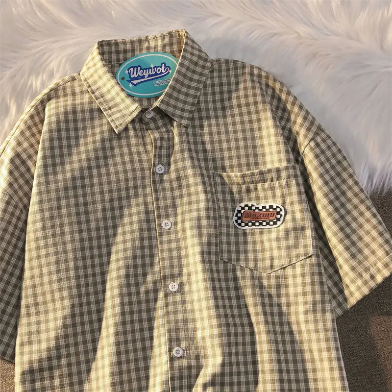 Khaki Vintage Plaid Print Button Up Shirt Women Short Sleeve Camisas Mujer 2022 Summer Plus Size Casual Korean Plaid Shirt Women
Khaki Vintage Plaid Print Button Up Shirt Women Short Sleeve Camisas Mujer 2022 Summer Plus Size Casual Korean Plaid Shirt Women