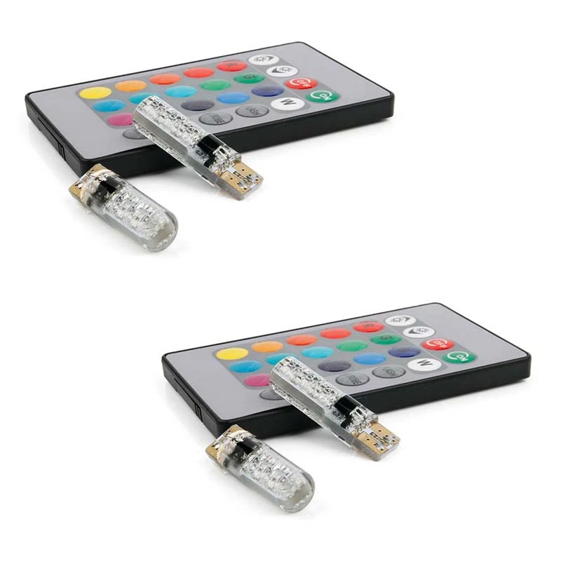 2X T10 5050 6SMD RGB 2 PCS LED Multi Color Light Car Wedge Automotive Bulbs Flash Remote Control
2X T10 5050 6SMD RGB 2 PCS LED Multi Color Light Car Wedge Automotive Bulbs Flash Remote Control