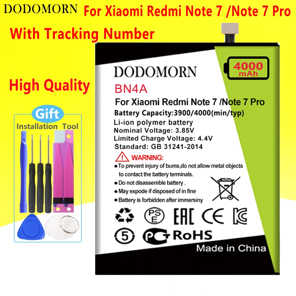 Аккумулятор DODOMORN BN4A для телефона Xiaomi Redmi Note 7 Note 7 Pro M1901F7C, высокое качество + номер отслеживания
Аккумулятор DODOMORN BN4A для телефона Xiaomi Redmi Note 7 Note 7 Pro M1901F7C, высокое качество + номер отслеживания