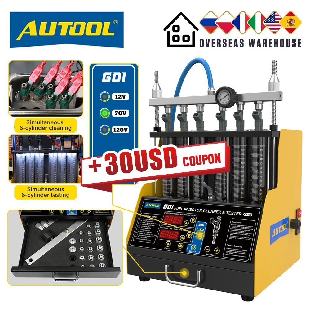 AUTOOL CT400 GDI тестер инжектора очиститель машины 6 цилиндров топливный инжектор очиститель тестер для автомобиля мотоцикла 110 В 220 В
AUTOOL CT400 GDI тестер инжектора очиститель машины 6 цилиндров топливный инжектор очиститель тестер для автомобиля мотоцикла 110 В 220 В