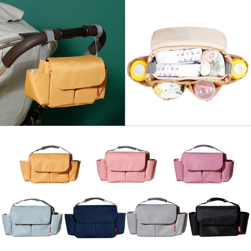

F62D 14in Baby Diaper Bag Mommy Bags Universal for Hospital Bottle Holder Nylon Bag Multi-Functional Baby Diaper Travel Bag