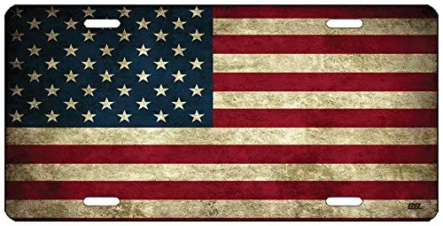 

Rogue River Tactical Rustic USA Flag License Plate Novelty Auto Car Tag Vanity Gift American Patriotic US