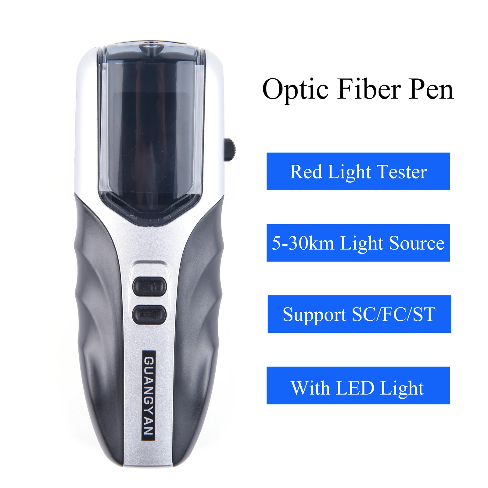 Fiber Optic Cable SC/FC/ST Tester Pen 5/15/20/30KM Adjustable Red Laser Optical Visual Fault Locator VFL Optic Fiber Test Tool
Fiber Optic Cable SC/FC/ST Tester Pen 5/15/20/30KM Adjustable Red Laser Optical Visual Fault Locator VFL Optic Fiber Test Tool