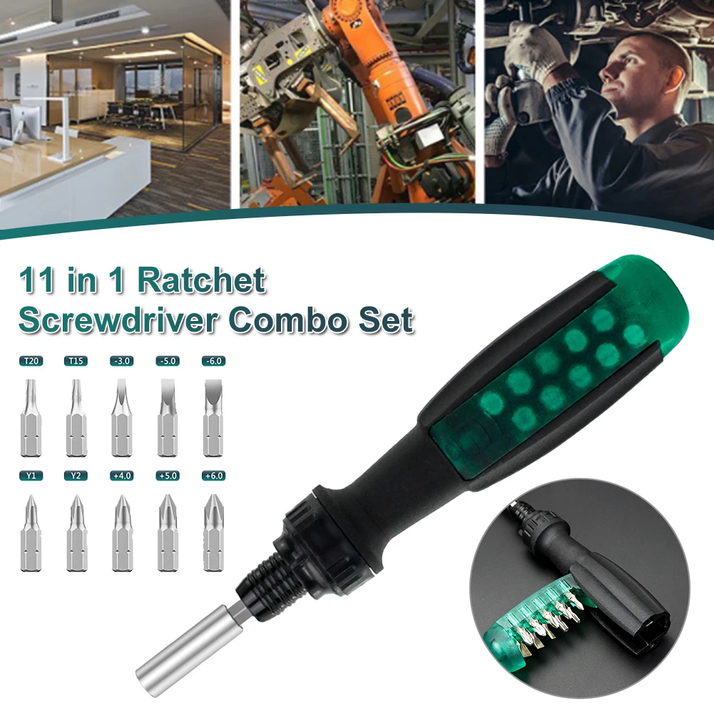 11 in 1 Ratchet Screwdriver Combo Set Magnetic Telescopic Labor-Saving Screwdriver with 10 Bits Household Appliance Repair Tool
11 in 1 Ratchet Screwdriver Combo Set Magnetic Telescopic Labor-Saving Screwdriver with 10 Bits Household Appliance Repair Tool