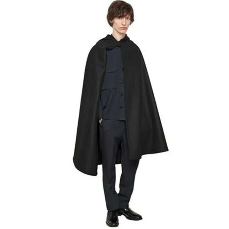 

2022 Fashion Personality Men's Woolen Hooded Cloak Coat Autumn Winter Casual Gentleman Elegant Luxury Bat Shirt Loose Cape