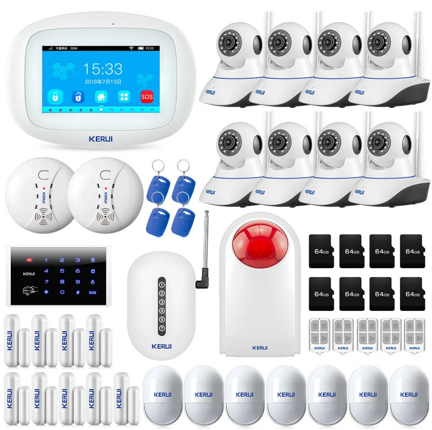 

KERUI K52 4.3 Inch TFT Color Screen Wireless Security Alarm WIFI+GSM Anti-Theft System Optional collocation alarm accessories