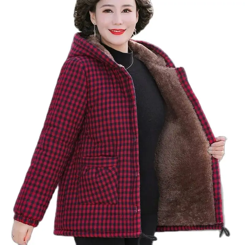 2023 NEW Cotton-Padded Clothes Middle-Aged Elderly Women Cotton Coat Parkers Thickened Hooded Plaid Winter Jacket Overcoat
2023 NEW Cotton-Padded Clothes Middle-Aged Elderly Women Cotton Coat Parkers Thickened Hooded Plaid Winter Jacket Overcoat