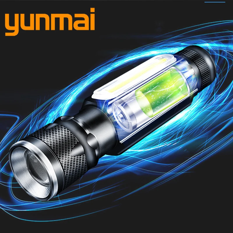 

LED Flashlight Built-in Battery USB Rechargeable Torch Aluminum Camping 2000LM XM-L T6 COB Zoomable 3 Modes Lanterna