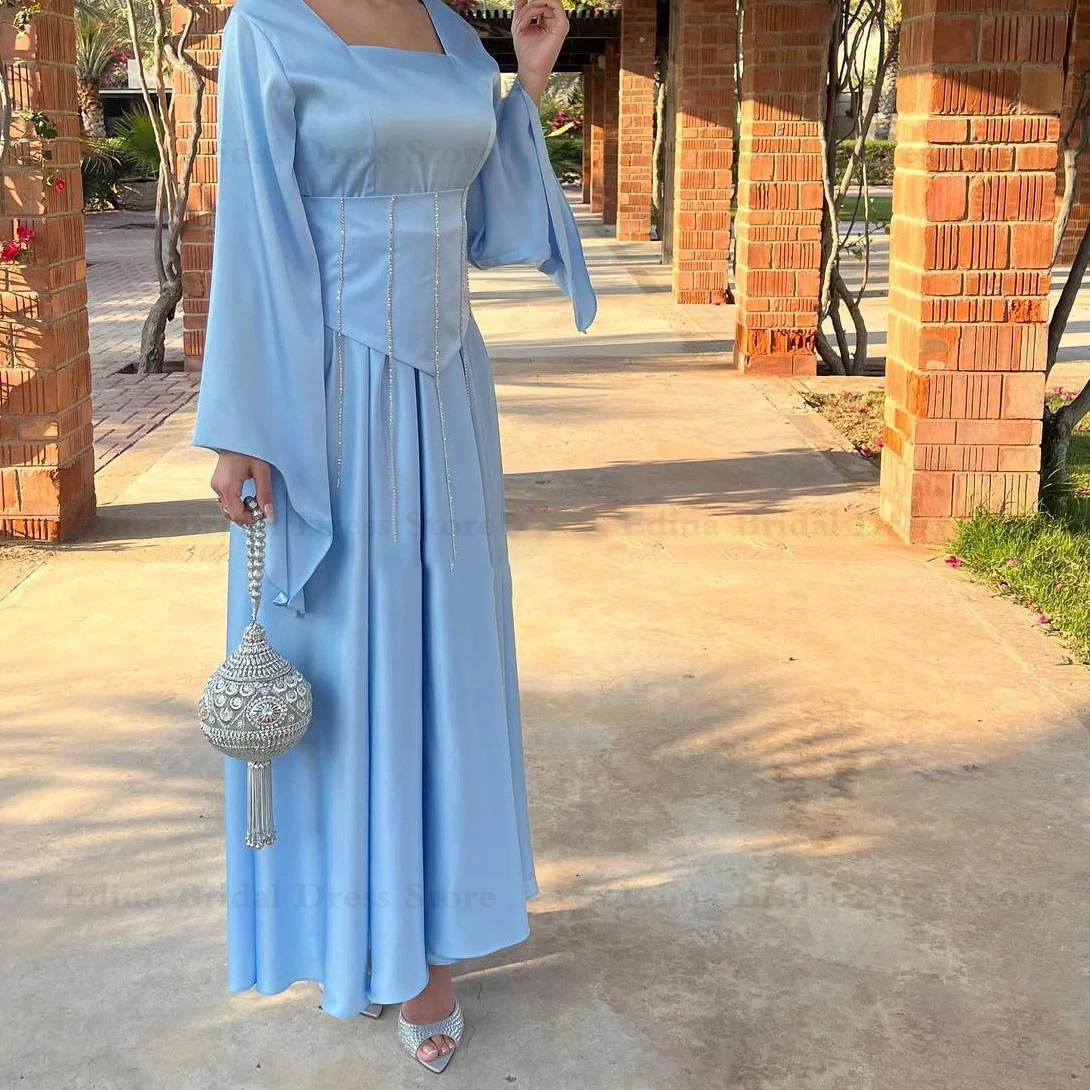 Women's Square Collar Satin Evening Dresses for Wedding Guest Long Full Sleeves vestidos Saudi A-Line Prom Dress for Girls
Women's Square Collar Satin Evening Dresses for Wedding Guest Long Full Sleeves vestidos Saudi A-Line Prom Dress for Girls