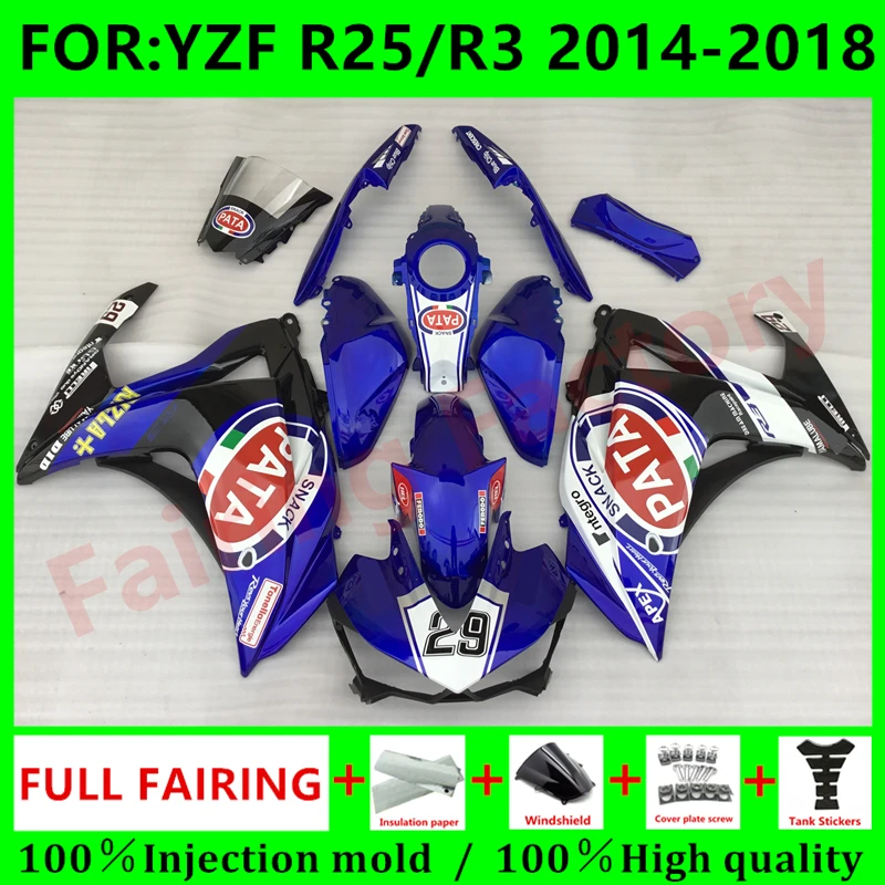 Комплект обтекателей для кузова нового мотоцикла ABS, подходит для YZF R25 R3 R 25 3 2015 2016 2017 2018, комплект обтекателей кузова, синий, черный
Комплект обтекателей для кузова нового мотоцикла ABS, подходит для YZF R25 R3 R 25 3 2015 2016 2017 2018, комплект обтекателей кузова, синий, черный