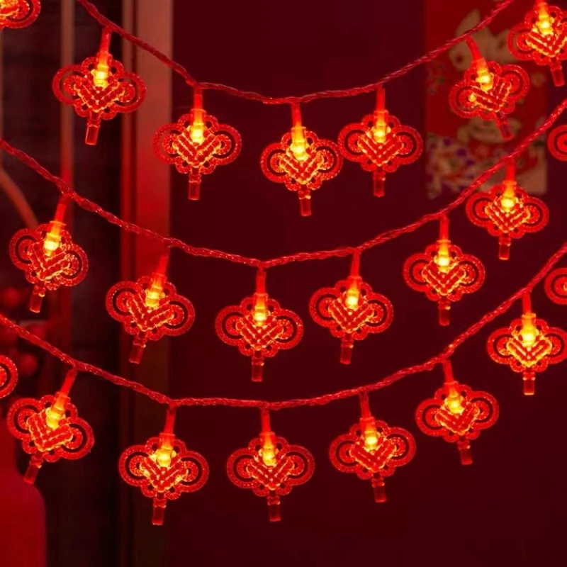 

3M 20LED Red Lantern Chinese Knot String Lights Chinese Style Wedding Decorations Light Spring Festival Chinese New Year Decor