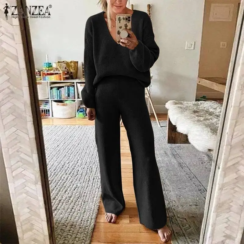 ZANZEA Vintage Solid Matching Sets Female Office Work OL Suits 2022 Spring Pant Sets Women Casual Long Sleeve Top Wide Leg Pants
ZANZEA Vintage Solid Matching Sets Female Office Work OL Suits 2022 Spring Pant Sets Women Casual Long Sleeve Top Wide Leg Pants