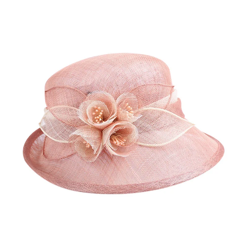 

Women Deby Race Chic Fascinator Cocktail Cloche Hat Party Asymmetric Fedora Bride Wedding Headwear Lady Church Sinamay Top Cap