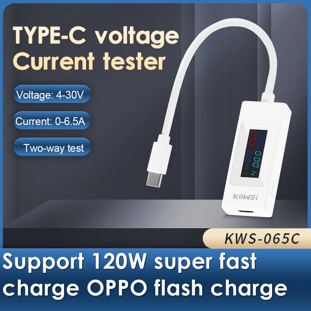 LCD Digital Type-C USB Voltmeter Ammeter 4-30V 6.5A Current Voltage Charging Detector Tester Two-way Test Support Fast Charge
LCD Digital Type-C USB Voltmeter Ammeter 4-30V 6.5A Current Voltage Charging Detector Tester Two-way Test Support Fast Charge