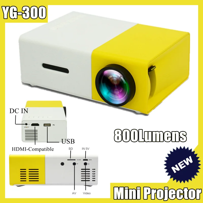 YG300 800Lumen Mini Projector Audio Portable Projector Home Media Full High Definition Support USB/AV/HDMI-compatible/Screencast
YG300 800Lumen Mini Projector Audio Portable Projector Home Media Full High Definition Support USB/AV/HDMI-compatible/Screencast
