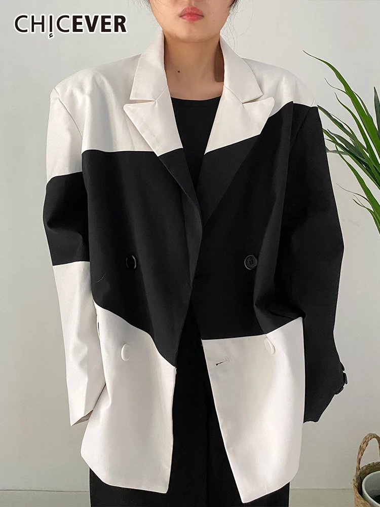 CHICEVER Hit Color Blazers For Women Notched Long Sleeve Patchwork Pocket Casual Temperament Blazer Female Autumn Fashion 2022
CHICEVER Hit Color Blazers For Women Notched Long Sleeve Patchwork Pocket Casual Temperament Blazer Female Autumn Fashion 2022
