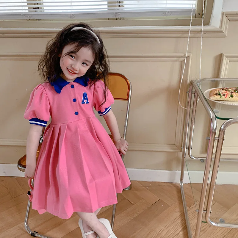 Girls Preppy Style Letter Embroidered Puff Sleeves Polo Dress Princess Summer Lapel Shirt Buttons Pleated Dresses for 2-8Y Kids
Girls Preppy Style Letter Embroidered Puff Sleeves Polo Dress Princess Summer Lapel Shirt Buttons Pleated Dresses for 2-8Y Kids