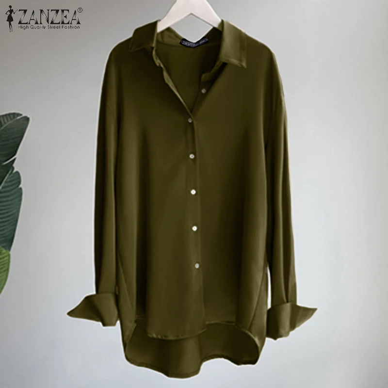 Office Lady Satin Blouse Shirts 2022 ZANZEA Oversized Women's Basic Top Tunic Autumn Long Sleeve Blusas Casual Solid Chemise 7
Office Lady Satin Blouse Shirts 2022 ZANZEA Oversized Women's Basic Top Tunic Autumn Long Sleeve Blusas Casual Solid Chemise 7