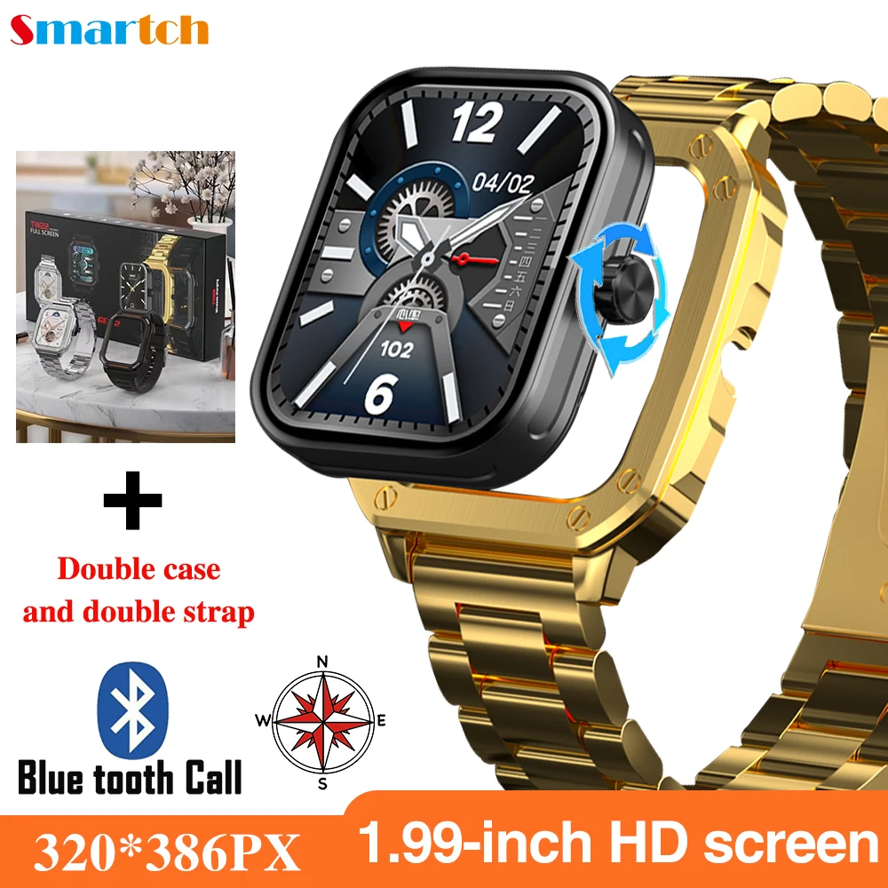 New Double Case 1.99" Blue Tooth Call Smart Watch Sports Heart Rate Blood Oxygen Compass Waterproof Wireless Charge Smartwatch
New Double Case 1.99" Blue Tooth Call Smart Watch Sports Heart Rate Blood Oxygen Compass Waterproof Wireless Charge Smartwatch