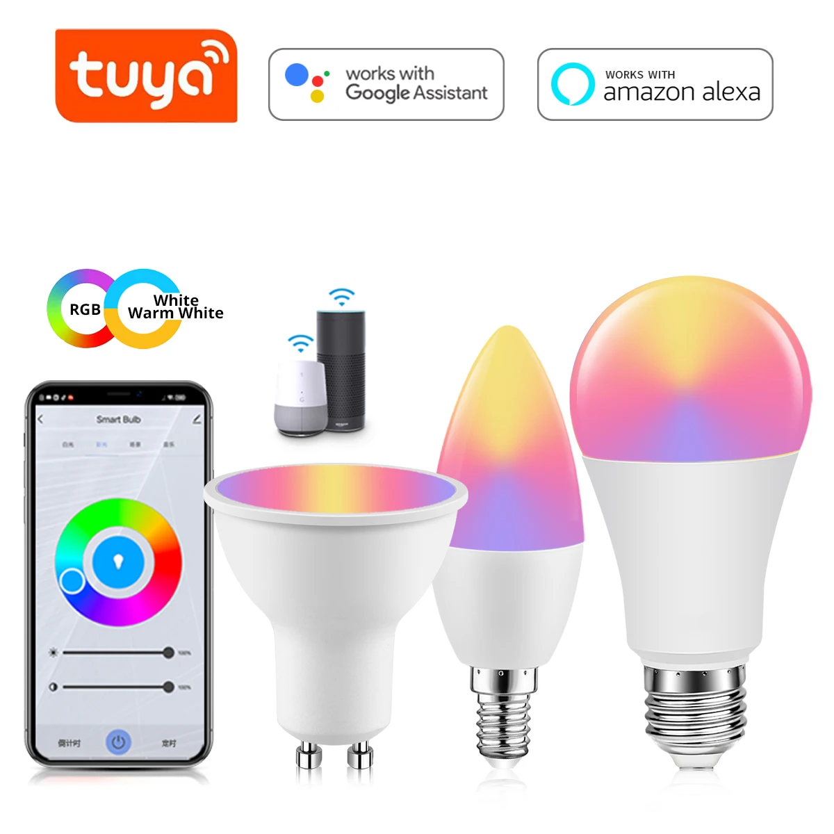 Умные точечные светильники Tuya с Wi-Fi умная жизнь лампа GU10 E14 E27 85-265 В переменного