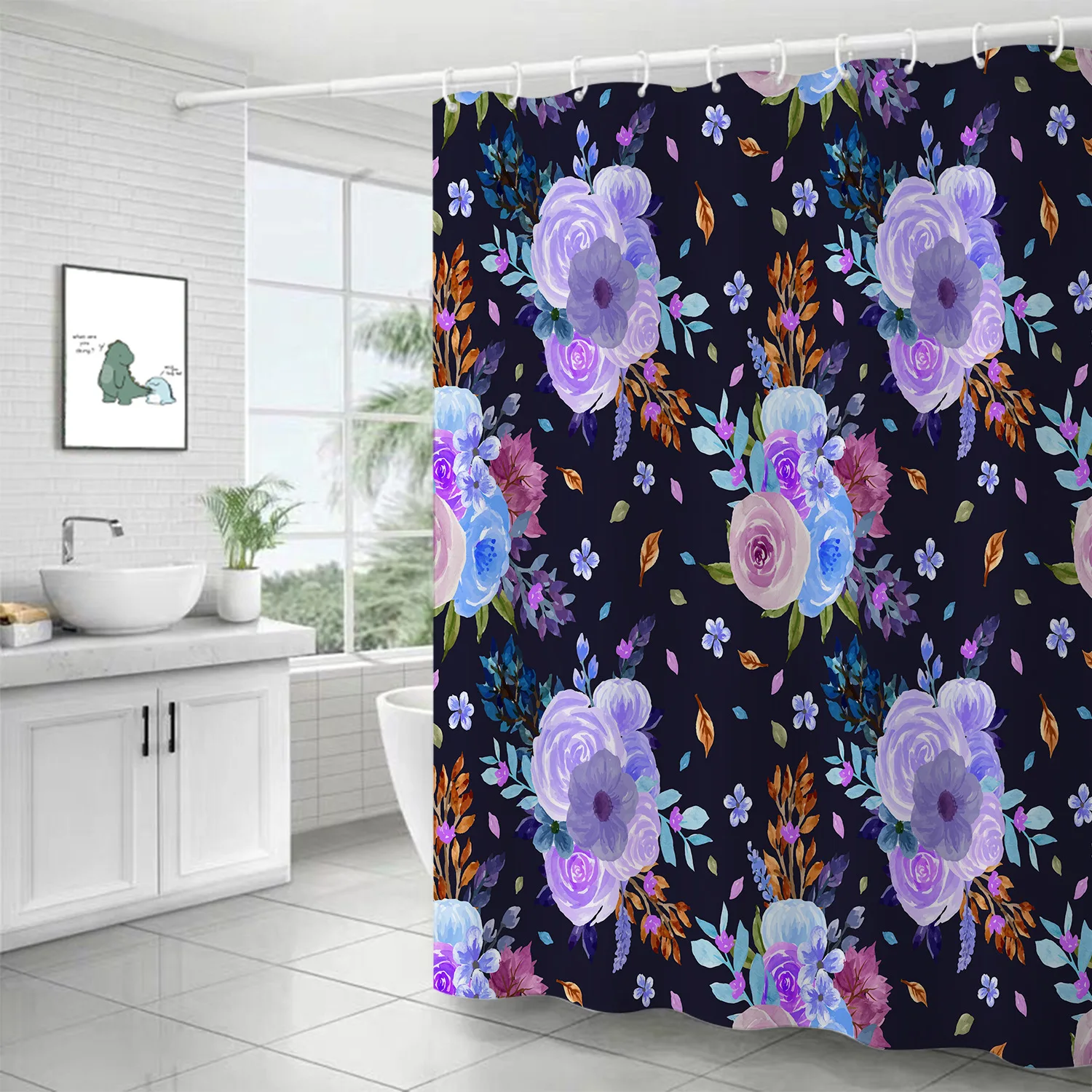 Modern Nordic style big flower rose flower art shower curtain windproof bathroom decoration home furnishing
Modern Nordic style big flower rose flower art shower curtain windproof bathroom decoration home furnishing