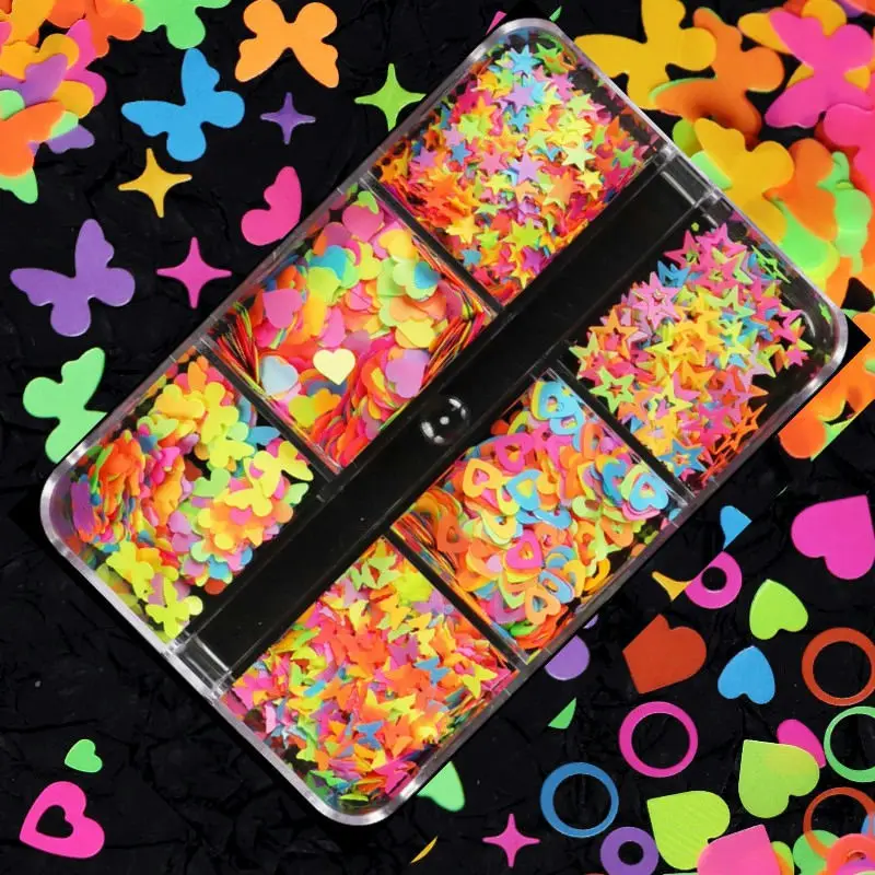 Mix Fluorescent Nail Art Decorations Butterfly Hearts Stars Shaped Flake Manicure Sequins Accessories For Summer Nail Designs
Mix Fluorescent Nail Art Decorations Butterfly Hearts Stars Shaped Flake Manicure Sequins Accessories For Summer Nail Designs