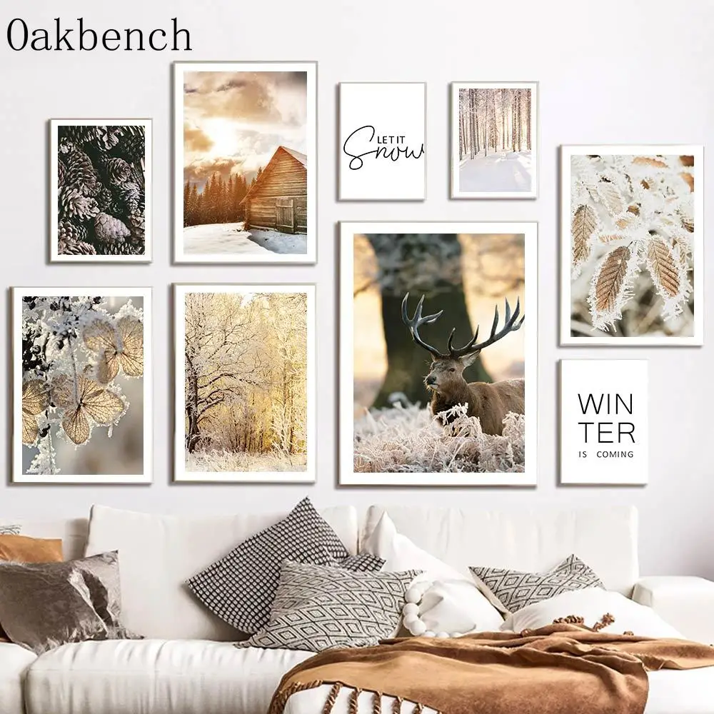 Snow Landscape Canvas Poster Frozen Leaf Wall Paintings Forest Elk Owl Art Prints Pinecone Wall Art Nordic Posters Home Decor
Snow Landscape Canvas Poster Frozen Leaf Wall Paintings Forest Elk Owl Art Prints Pinecone Wall Art Nordic Posters Home Decor