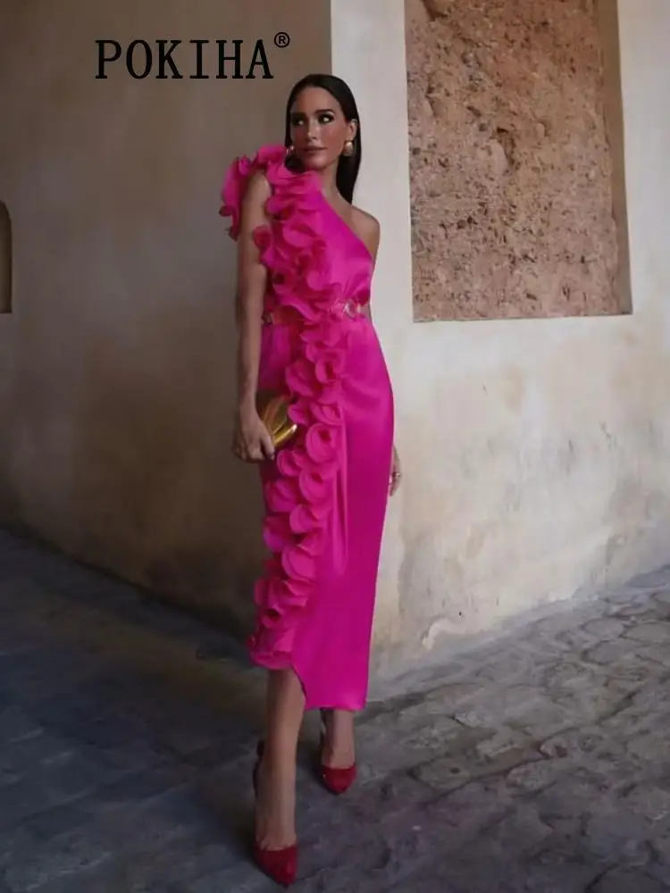 Pokiha Elegant One Shoulder Dress Women Cascading Ruched Asymmetrical Female Party Dress 2023 Chic Loose Midi Lady Evening Robe
Pokiha Elegant One Shoulder Dress Women Cascading Ruched Asymmetrical Female Party Dress 2023 Chic Loose Midi Lady Evening Robe