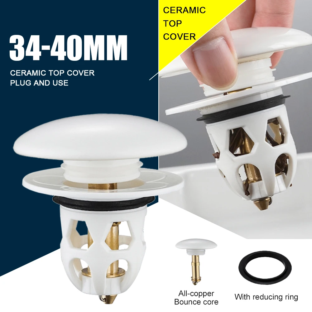 Pop-Up Bounce Core Basin Drain Filter Valve Ceramic Drain Stopper Hair Catcher Shower Sink Strainer Bath Stopper Bathroom Cover
Pop-Up Bounce Core Basin Drain Filter Valve Ceramic Drain Stopper Hair Catcher Shower Sink Strainer Bath Stopper Bathroom Cover
