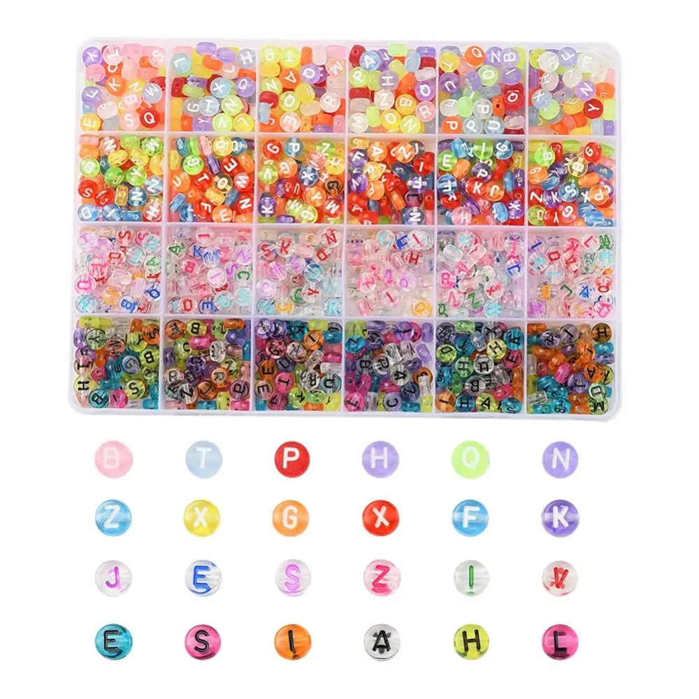 1200Pcs 4Style Transparent Acrylic Beads Horizontal Hole Flat Round with Random Letter Mixed Color 7x3.5~4mm Hole:1.2~1.8mm
1200Pcs 4Style Transparent Acrylic Beads Horizontal Hole Flat Round with Random Letter Mixed Color 7x3.5~4mm Hole:1.2~1.8mm