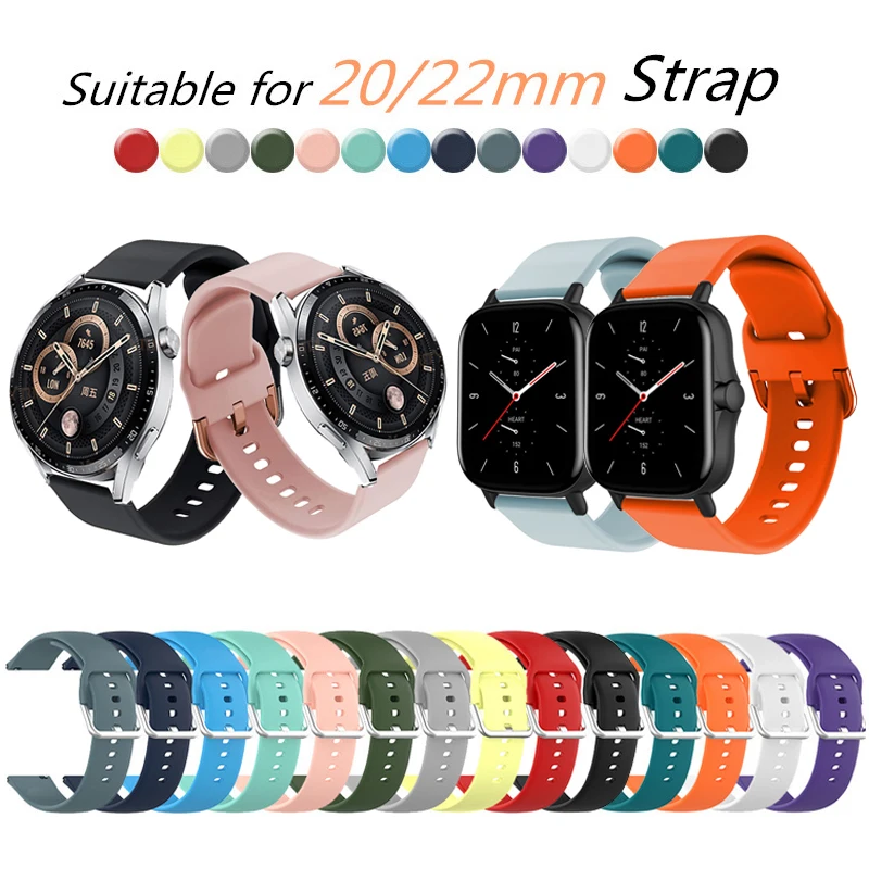 

20mm 22mm Silicone For Huawei Watch GT 2 Starp Smart Band GT3 42mm 46mm For Amazfit GTR 2 3 Pro/GTS 3 2 /Bip Bracelet Soft Belt
