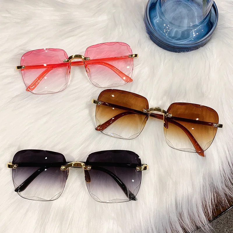New Fashion Korean Rimless Sunglasses Netroots with The Same Personalized Street Shooting UV