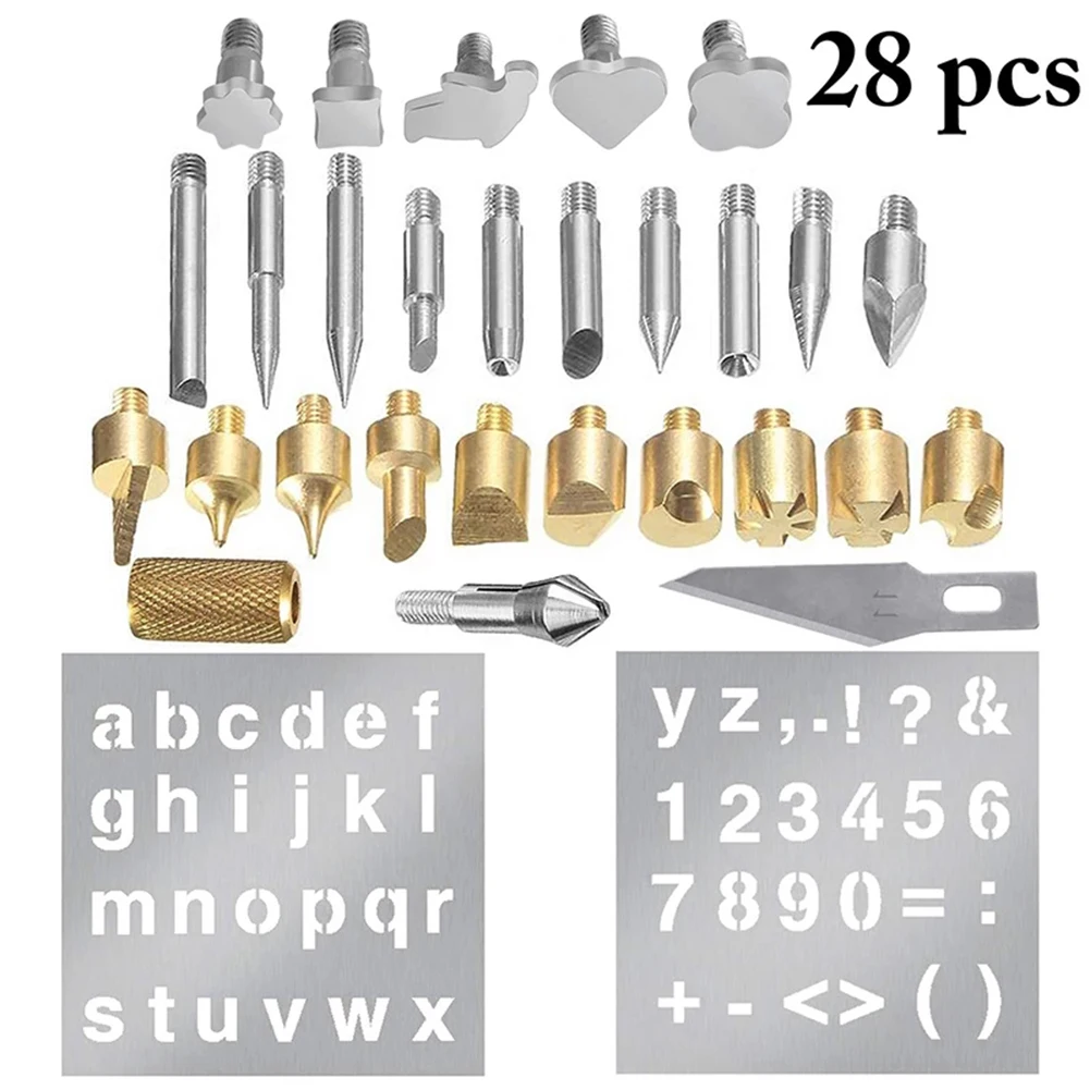 28Pcs Wood Burning Pen Tips Stencil Soldering Iron Tip For Pyrography Woodworking Carving Tool Flipping Word Embossing Craft Set
28Pcs Wood Burning Pen Tips Stencil Soldering Iron Tip For Pyrography Woodworking Carving Tool Flipping Word Embossing Craft Set