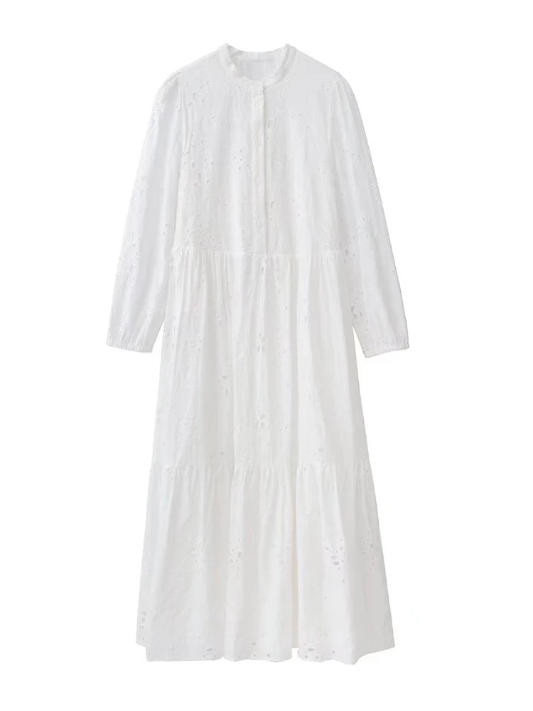 2022 New Women Embroidery Long Dress Fashion Elegant Party Vestido Vintage Long Sleeve Hollow Out Female Dresses Vestidos 
2022 New Women Embroidery Long Dress Fashion Elegant Party Vestido Vintage Long Sleeve Hollow Out Female Dresses Vestidos