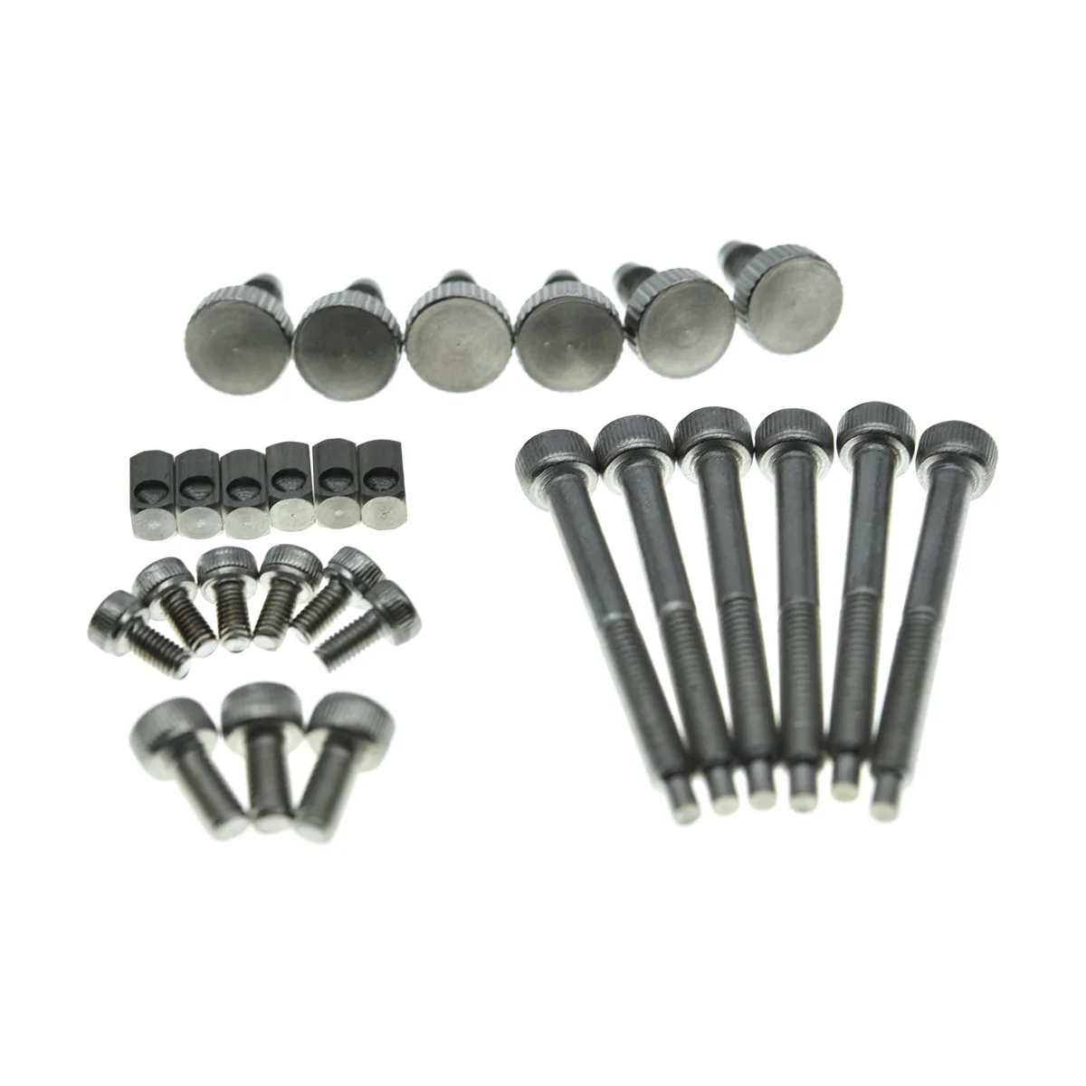 Stainless Steel Bridge Saddle Intonation Mounting Screws/Locking Nut Screws/String Lock Screws/Block Inserts for FR Tremolos
Stainless Steel Bridge Saddle Intonation Mounting Screws/Locking Nut Screws/String Lock Screws/Block Inserts for FR Tremolos