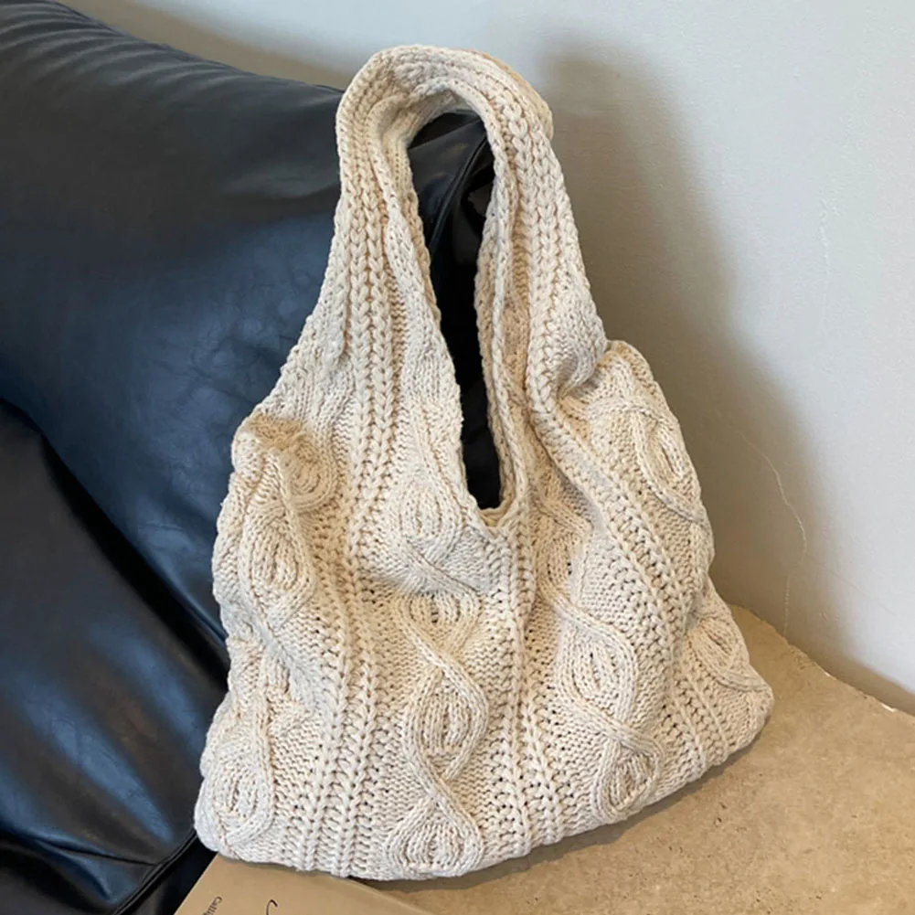 Wool Knitted Shoulder Shopping Bag for Women Vintage Cotton Cloth Girls Tote Shopper Bag Large Female Handbag Crochet Bag
Wool Knitted Shoulder Shopping Bag for Women Vintage Cotton Cloth Girls Tote Shopper Bag Large Female Handbag Crochet Bag