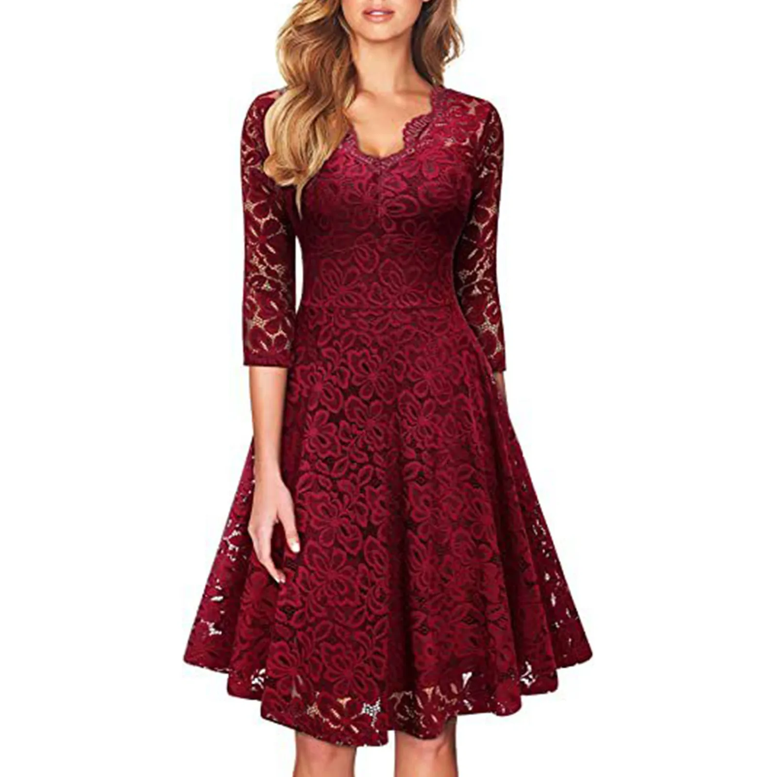 Women's Vintage Lace Collar Lace Waist Large Swing Dress Women Evening Formal Dresses
Women's Vintage Lace Collar Lace Waist Large Swing Dress Women Evening Formal Dresses