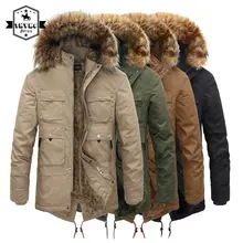 Mens Plush Warm Hooded Jacket Thick Loose Windproof Multiple Pockets Cargo Jacket Male Solid Color Oversized Parka Coats Winter