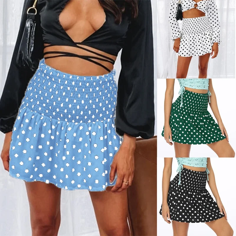 Women's Basic Elastic Flared Casual Mini Skirt High Waist Polka Dot Printed Mini Skirt
Women's Basic Elastic Flared Casual Mini Skirt High Waist Polka Dot Printed Mini Skirt