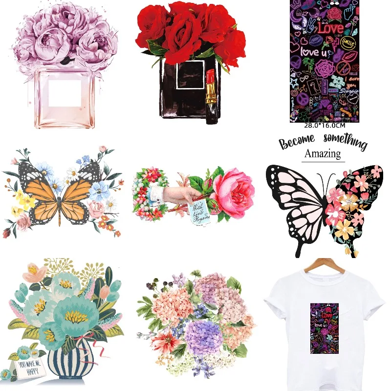Rose Flower Perfume Butterfly Insect Patches on Clothes Iron-on Transfers for Clothing Stickers Thermoadhesive Patch Appliques
Rose Flower Perfume Butterfly Insect Patches on Clothes Iron-on Transfers for Clothing Stickers Thermoadhesive Patch Appliques