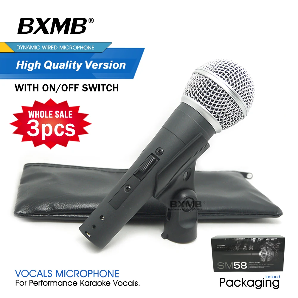 3pcs High Quality SM58SK Professional Dynamic Wired Microphone SM58S Cardioid Mic with Switch For Performance Live Vocal Karaoke
3pcs High Quality SM58SK Professional Dynamic Wired Microphone SM58S Cardioid Mic with Switch For Performance Live Vocal Karaoke