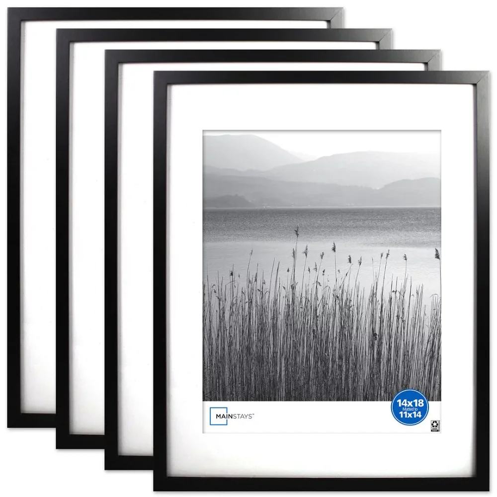 

Mainstays 14x18 inch Matted to 11x14 inch Black 0.5" Gallery Wall Picture Frame, Set of 4